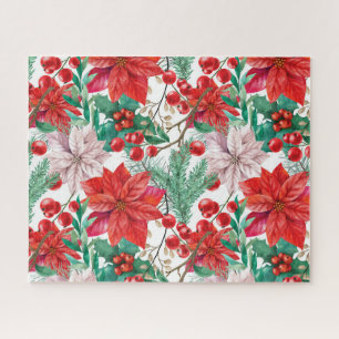 Puzzle Beautiful red and white Christmas poinsettia