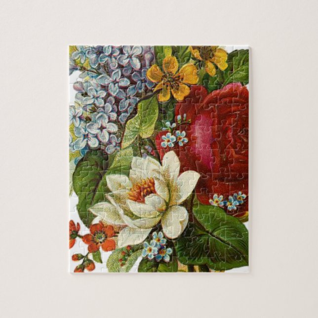 Puzzle Beautiful Romantic Summer Bouquet with Red Rose (Vertical)