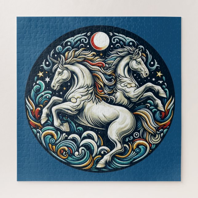 Puzzle "Beaux chevaux mystiques "28" (Vertical)