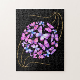 Puzzle Beaux Papillons Aquarelle avec Bling Or