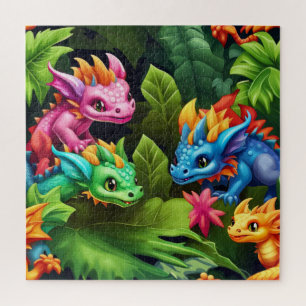 Puzzle Bébé Dragons et verdure