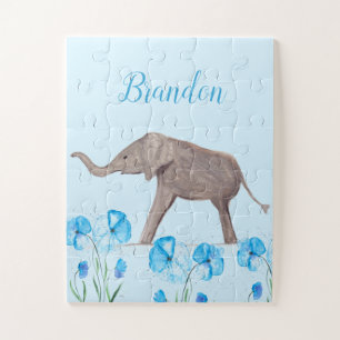 Puzzle Bébé Eléphant faune Animal pour enfants art garçon
