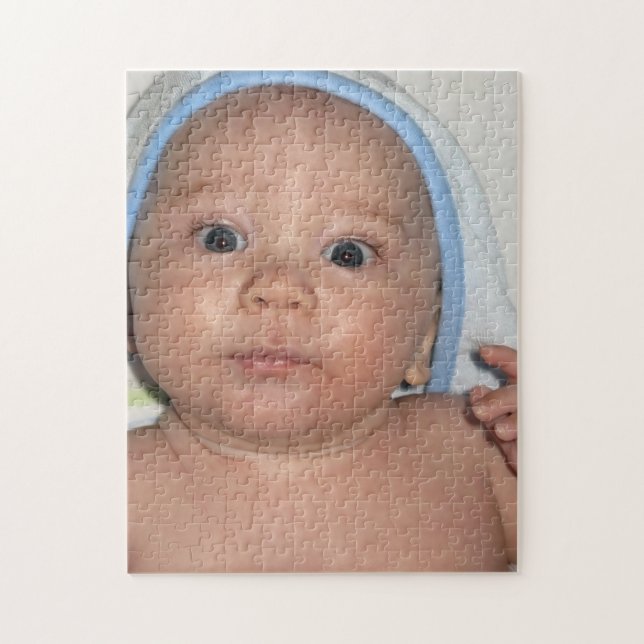 Puzzle Bébé mignon avec serviette à capuchon Photo (Vertical)