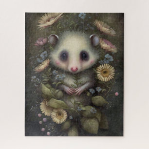 Puzzle Bébé mignon Fleurs Opossum Peinture