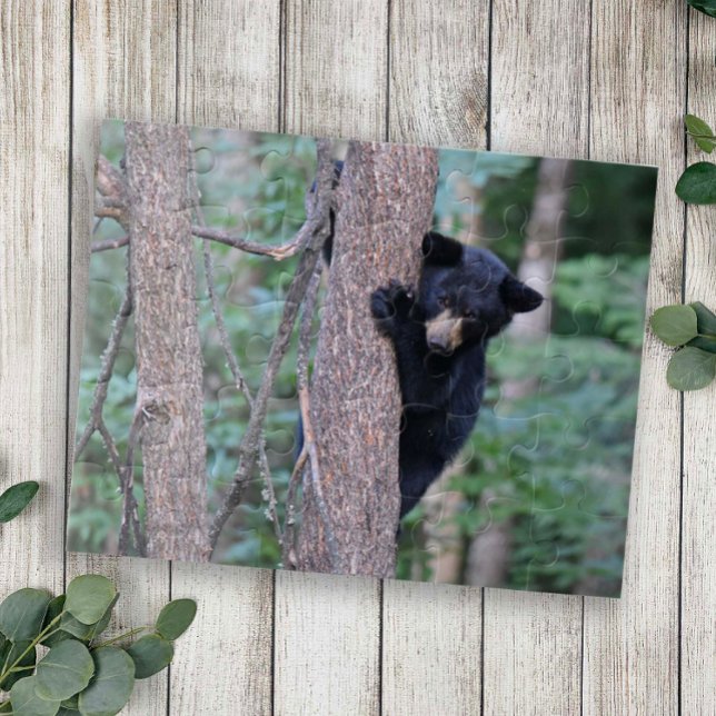 Puzzle Bébé mignon Ours Noir Cub Escalade Arbre Nature (Créateur téléchargé)