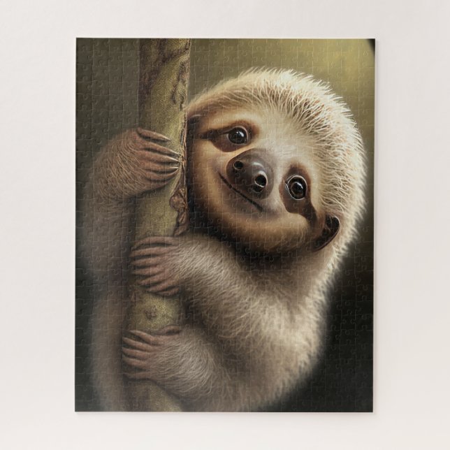 Puzzle Bébé mignon Sloth Souriant Faune Nature Animal (Vertical)