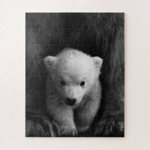 Puzzle Bébé Ours polaire avec Mère, Noir et Blanc