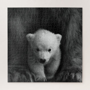 Puzzle Bébé Ours polaire avec Mère, Noir et Blanc