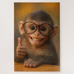 Puzzle Bébé singe joyeux énigme sourire drôle