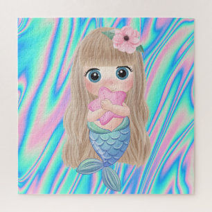 Puzzle Bébé Sirène Mignon aux Couleurs Ombrées
