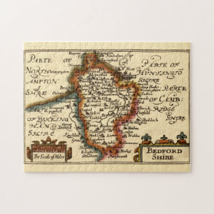 Puzzle Bedfordshire Comté Angleterre Ancien Antiquaire Ca