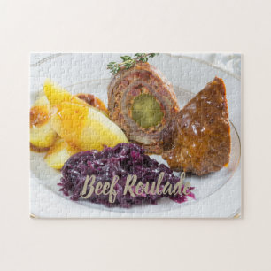 Puzzle Beef Roulade with potatoes and red cabbage kitchen