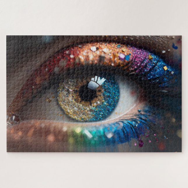 Puzzle bel oeil féminin avec maquillage (Horizontal)