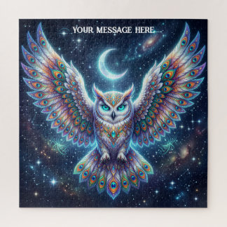 Puzzle Belle chouette aux plumes de paon la nuit