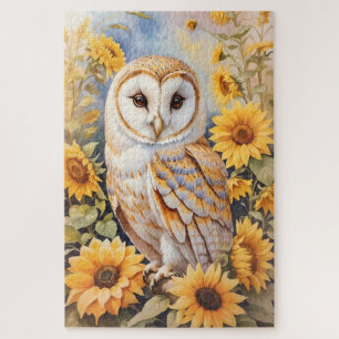 Puzzle Belle Chouette Et Fleurs De Soleil