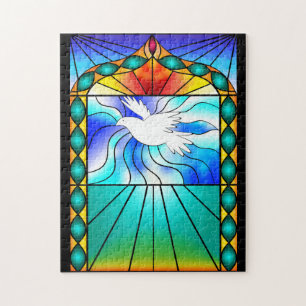Puzzle Belle colombe en verre de l'église de fenêtre Puzz
