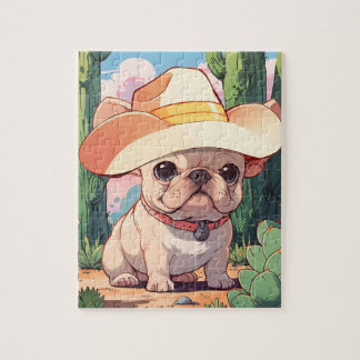 Puzzle Belle cowboy pastel français Bulldog