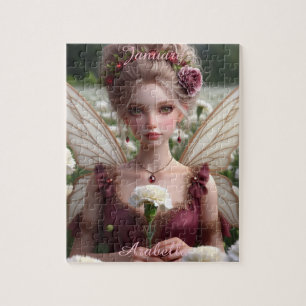Puzzle Belle fée de janvier en oeillets