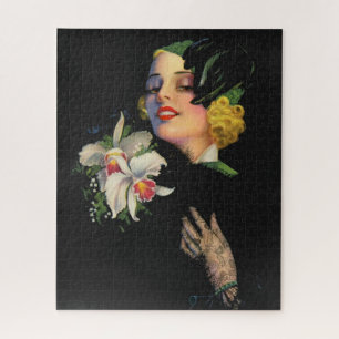 Puzzle belle femme aux orchidées