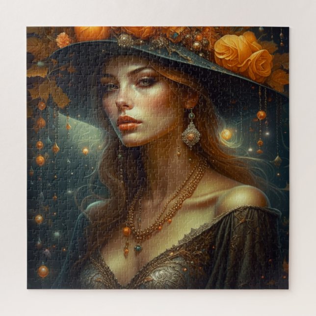 Puzzle Belle femme en Casquette Ethereal Ai Art (Vertical)