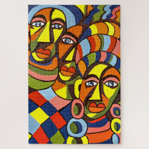 Puzzle Belle femme tribale africaine assise et colorée,