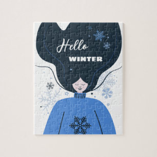 Puzzle Belle fille Bonjour hiver