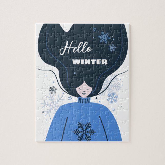 Puzzle Belle fille Bonjour hiver (Vertical)