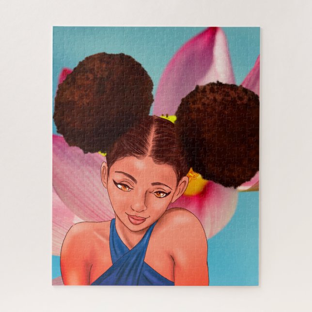 PUZZLE BELLE FILLE NOIRE AFRO PUFF NATURELLE (Vertical)