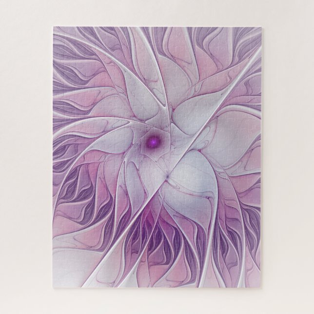 Puzzle Belle Fleur rose moderne Fractal Art Abstrait (Vertical)