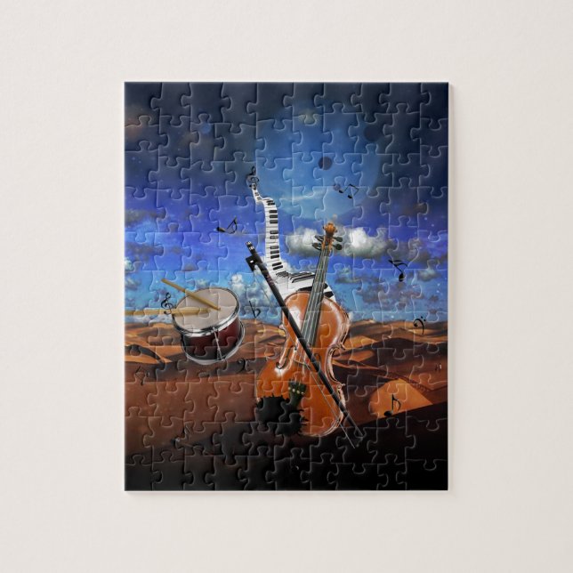 Puzzle Belle musique notes violon splatter piano tambours (Vertical)