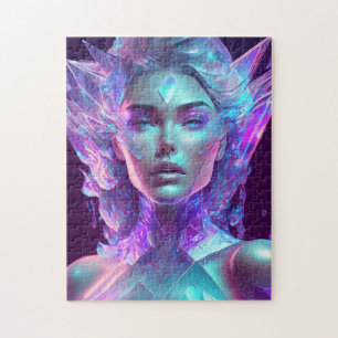Puzzle Belle œuvre d'art IA, jolie femme de glace comme