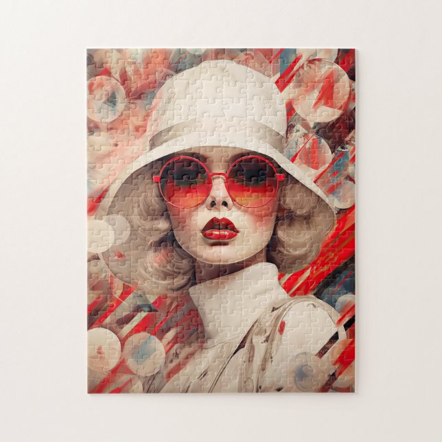 Puzzle Belle Parisienne en lunettes de soleil et casquett (Vertical)