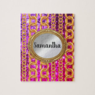 Puzzle Belle Parties scintillant Or Monogramme Chic Éléga