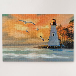 Puzzle Belle peinture de phare et de scène de mer