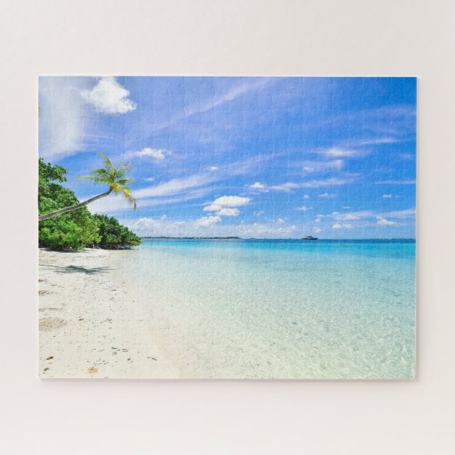 Puzzle Belle Plage De L'Île Tropicale Avec Palmiers (Horizontal)