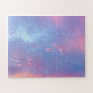 Puzzle Belle rose orange violet soleil couchant été ciel