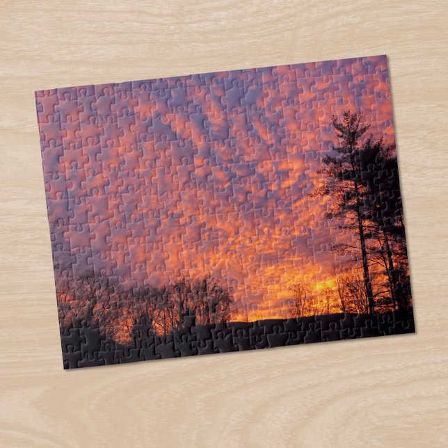 Puzzle Belle Sunrise Nuages Roses Photo (Beautiful Sunrise Pink Clouds Photo Jigsaw Puzzle, in situ)