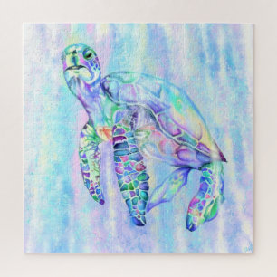 Puzzle Belle Tortue Curieuse d'Eau Peinture à l'Aquarelle