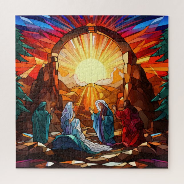 Puzzle Belle Verre de Noel crèche de Noël Scène (Vertical)