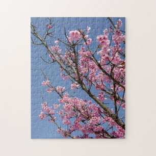 Puzzle Belles fleurs de cerisier roses et ciel bleu