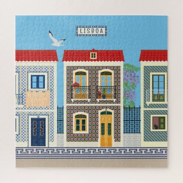 Puzzle Belles maisons portugaises avec tuiles ou azulejos (Vertical)
