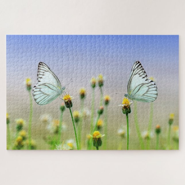 Puzzle Belles papillons Fleurs de prairie de printemps Na (Horizontal)
