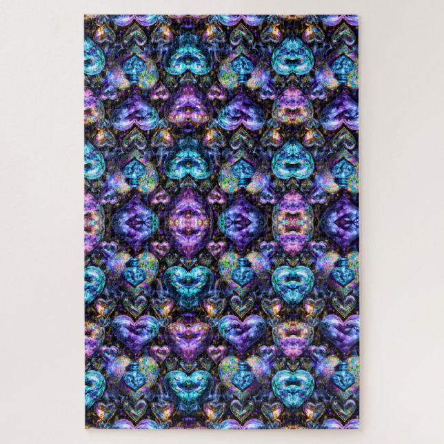 Puzzle Bendy surréaliste Coeurs Abstraits Baubles (Vertical)