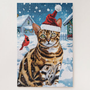 Puzzle Bengal Chat hiver Wonderland Noël Joie