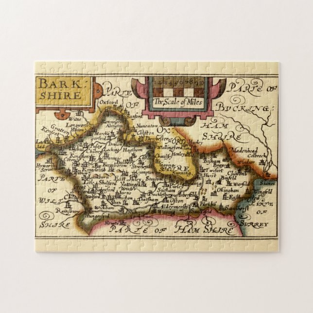 Puzzle Berkshire Barkshire Comté Angleterre Carte Antiqua (Horizontal)