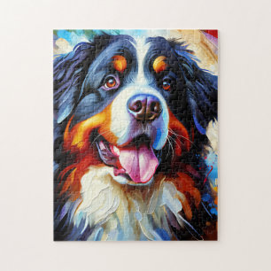 Puzzle Bernese Mountain Dog Portrait Acrylique Art