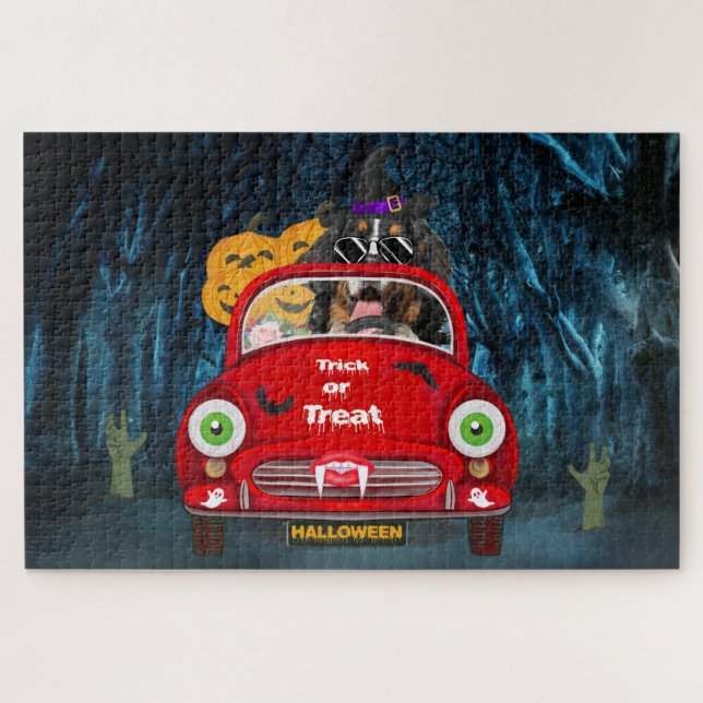 Puzzle Bernois Mountain Dog voiture voiture effrayant Hal (Horizontal)