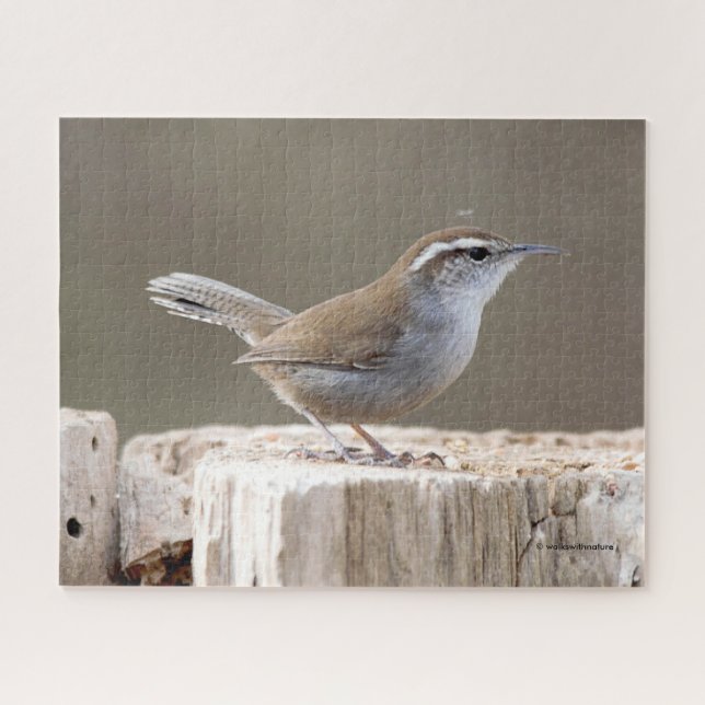 Puzzle Bewick's Wren Songbird sur Treestump (Horizontal)