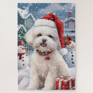 Puzzle Bichon Frise Chien Hiver Merveilleux Noël Joie