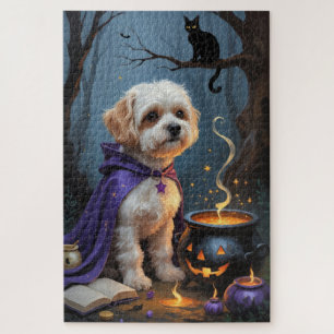 Puzzle Bichon Frise Chien Whimsical Halloween Peinture